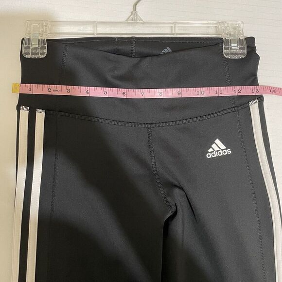Women's Adidas Black White 3 Stripe Leggings Full Length Small Athleisure Track - Picture 9 of 9